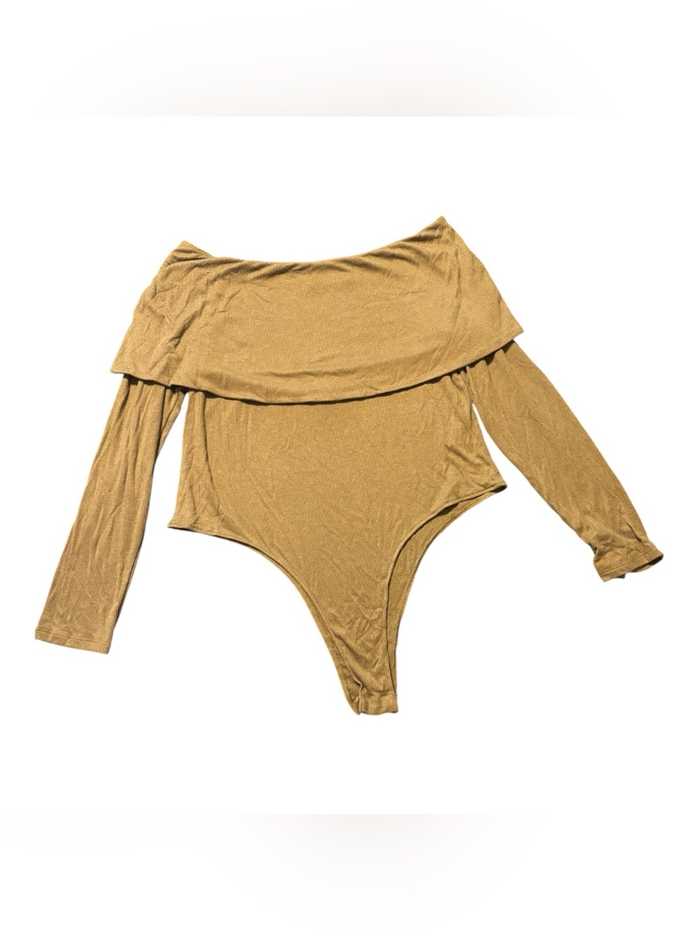 ByEgreis Off-the-Shoulder Long Sleeve Bodysuit in Olive Green
